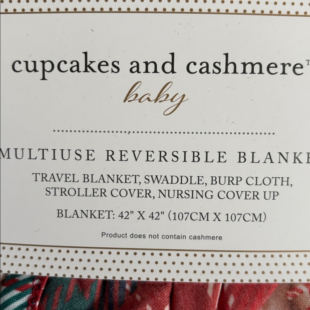 Cupcakes and Cashmere Teddy Christmas Baby Blanket-reversible, travel blanket - Picture 2 of 4